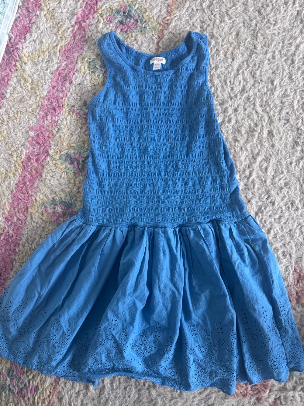 Cat & Jack Blue Sleeveless Eyelet Hem Girls' Dress